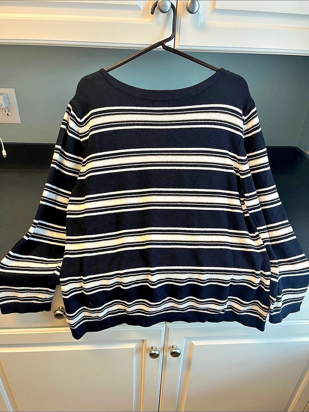 East 5th Striped Crew Neck Sweater in Black & White